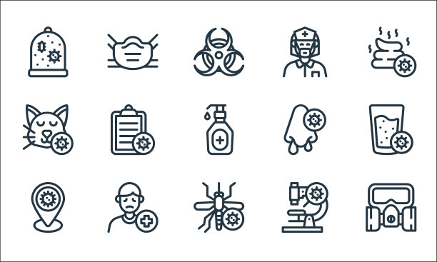 病毒传播线图标线性集质量图片下载