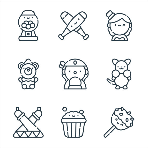 马戏团线图标线性集质量线集图片下载