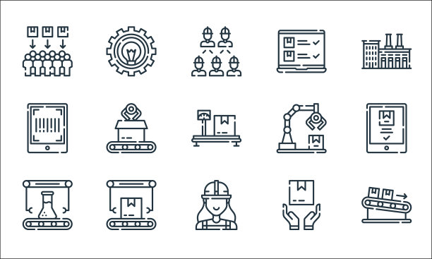 批量生产线图标线性集质量图片下载