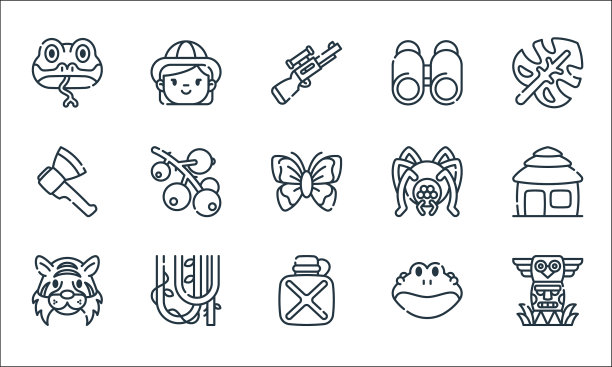 丛林线图标线性集质量线集图片下载