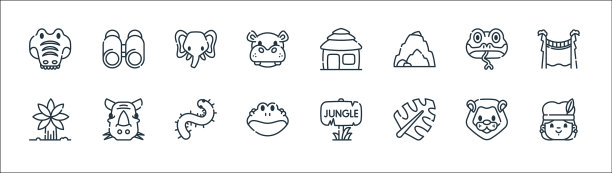 丛林线图标线性集质量线集图片下载