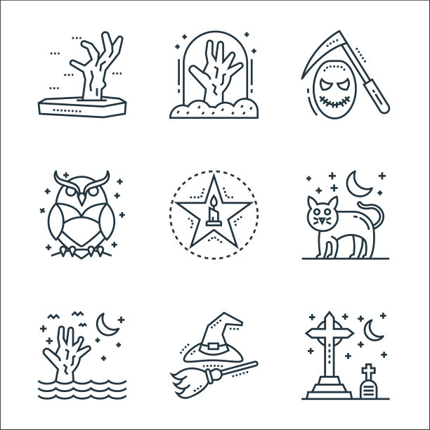 幽灵万圣节系列图标线性集质量图片下载