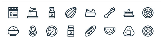 素食线图标线性集质量线集等图片下载