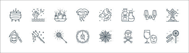 幽灵万圣节系列图标线性集质量图片下载