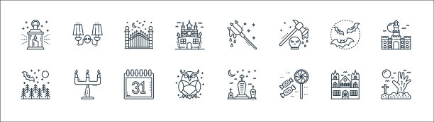 幽灵万圣节系列图标线性集质量图片下载