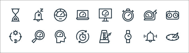 速度计和时间线图标线性设置图片下载