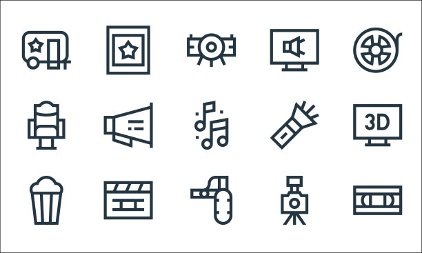 电影线图标线性集质量线集图片下载