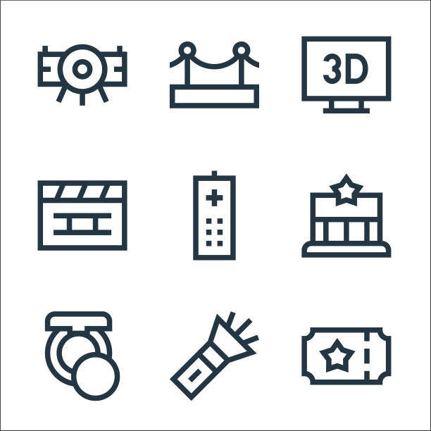 电影线图标线性集质量线集图片下载