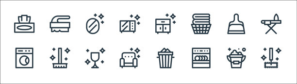 清洁线图标线性集质量线集图片下载