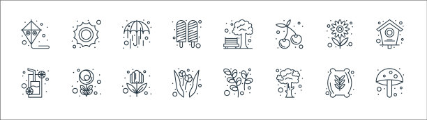 春季线图标线性集质量线集图片下载