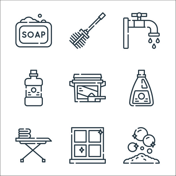 清洁线图标线性集质量线集图片下载