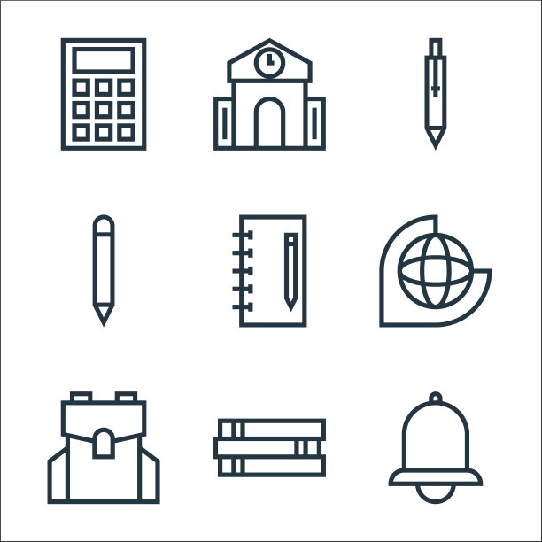 教育线图标线性集质量线集图片下载