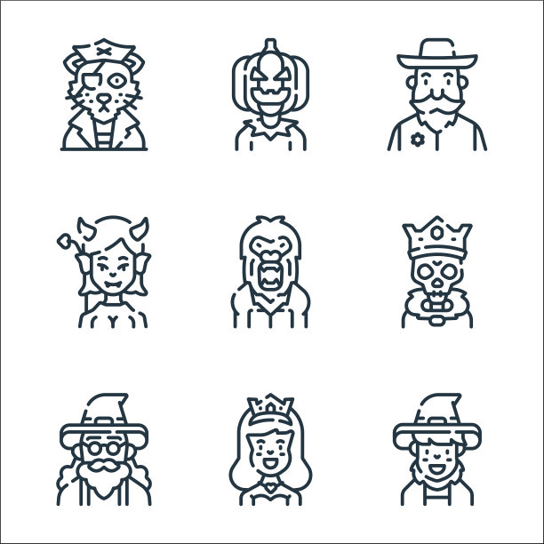 神奇的人物线条图标线性集合图片下载