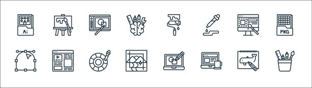 图形设计线图标线性设置质量线图片下载