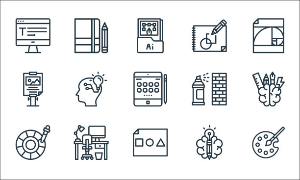 图形设计线图标线性设置质量线图片下载