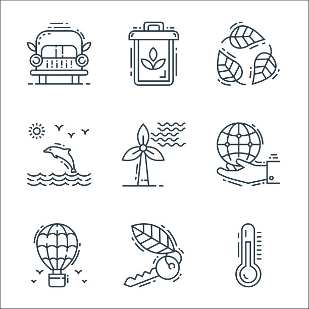 环境和生态线图标线性集质量图片下载