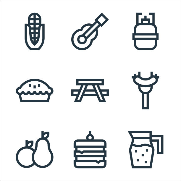 野餐线图标线性集质量线集图片下载