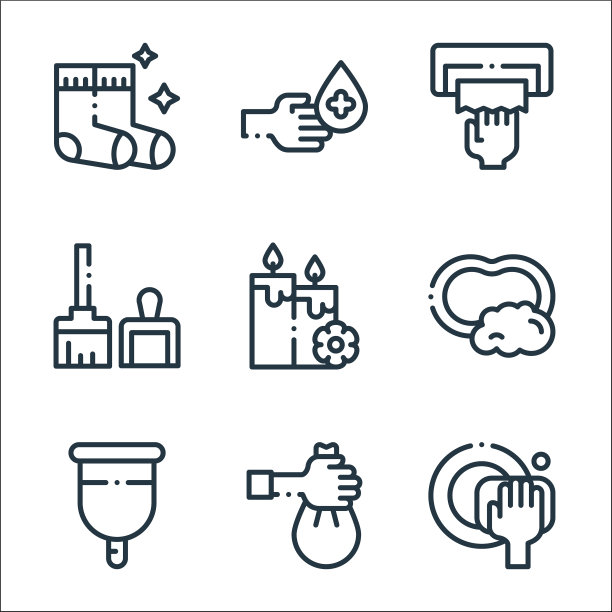 卫生例行线图标线性集质量图片下载