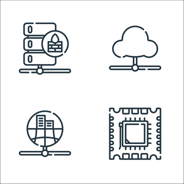 数据库和服务器线图标线性集图片下载