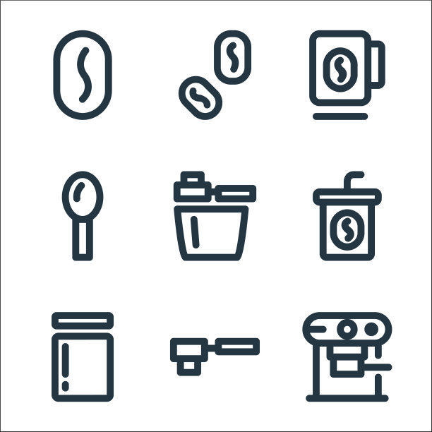 咖啡线图标线性集质量线集图片下载