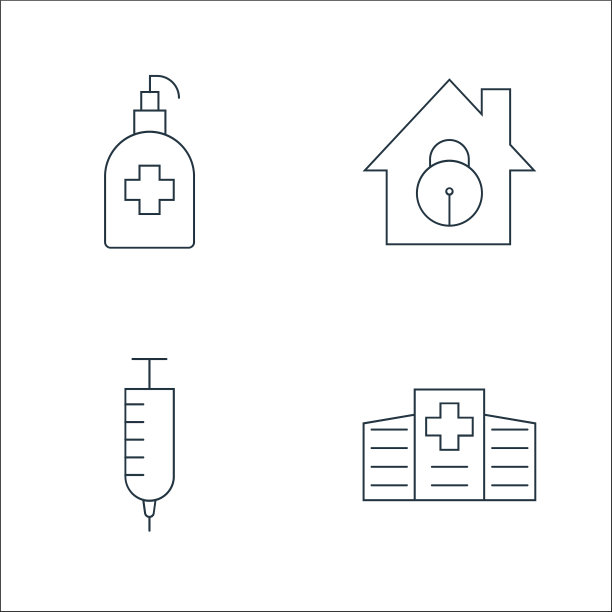 冠状病毒线图标线性集质量线图片下载