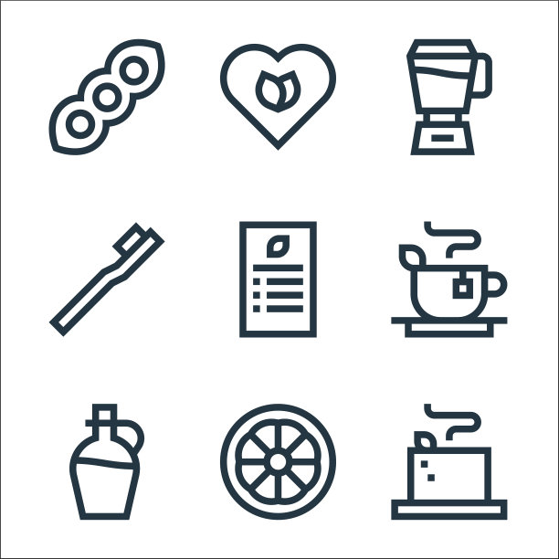 素食线图标线性集质量线集等图片下载