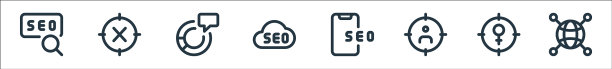 Web应用程序SEO线性图标集图片下载