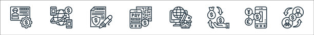 支付元素线性图标集图片下载