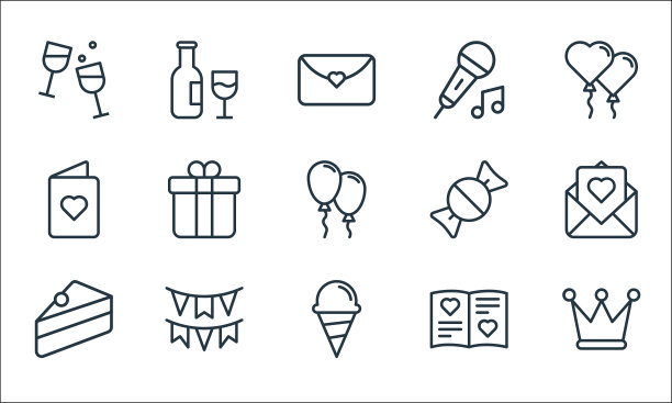 生日线图标线性集质量线集图片下载