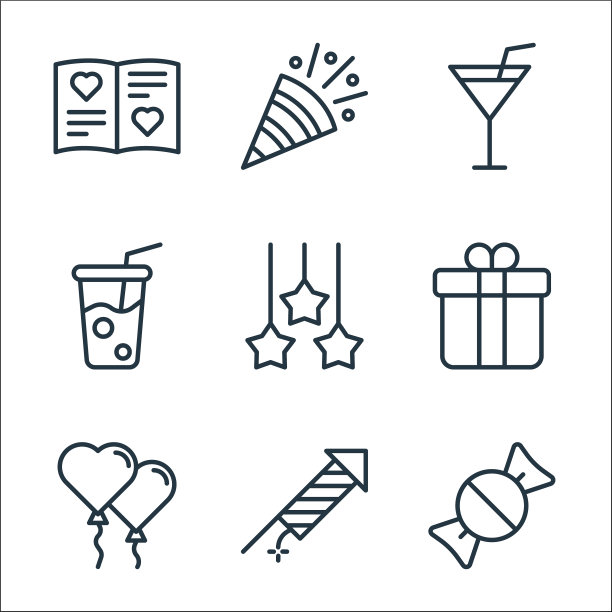 生日线图标线性集质量线集图片下载