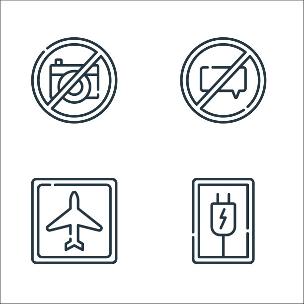 信号和禁忌线图标线性集合图片下载