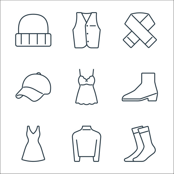 衣服和装备线图标线性集质量图片下载