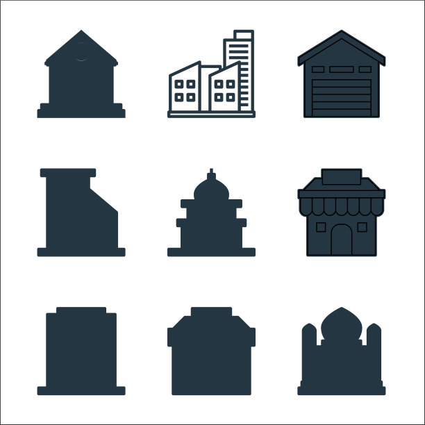 建筑线图标线性集质量线集图片下载