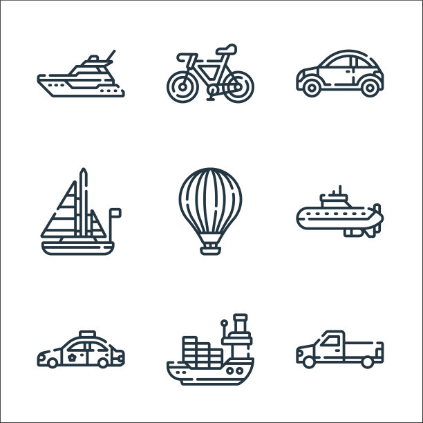 车辆运输线图标线性集质量图片下载