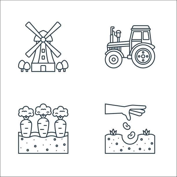 农业线图标线性集质量线图片下载