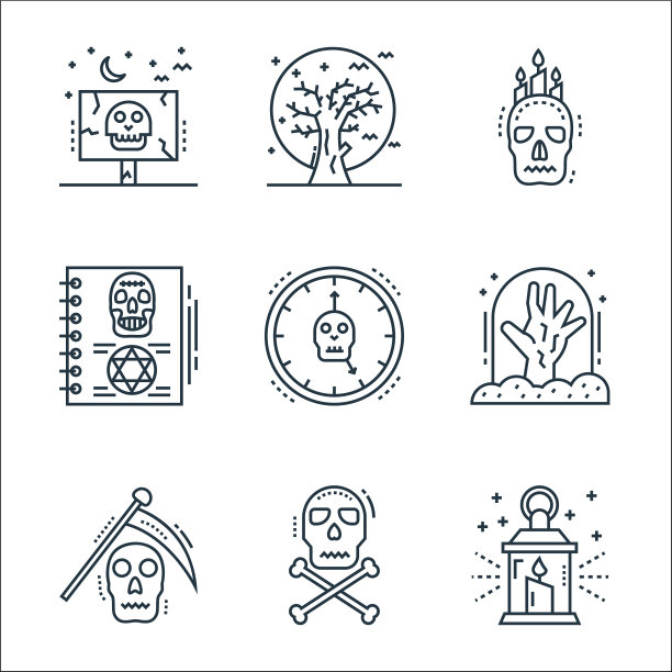 幽灵万圣节系列图标线性集质量图片下载