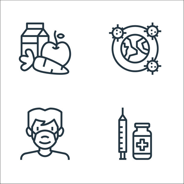 传染病流行线图标线性集图片下载