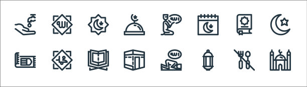 斋月卡里姆线图标线性设置质量线图片下载