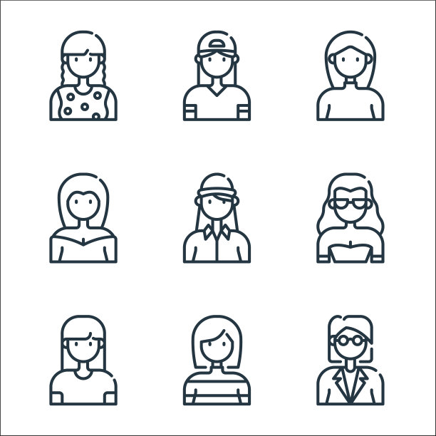 女性头像线图标线性设置质量线图片下载