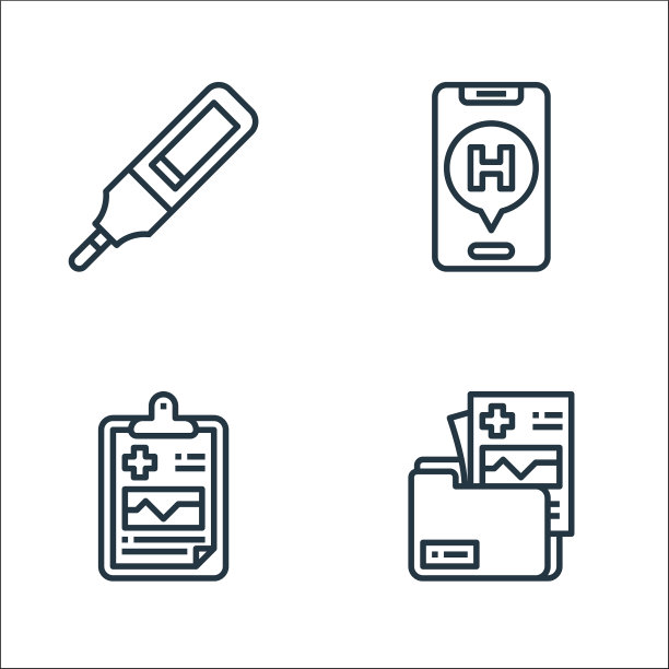 医院线图标线性集质量线集图片下载