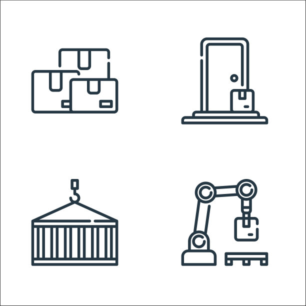 物流和配送线图标线性集合图片下载