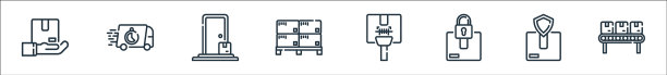 物流和配送线图标线性集合图片下载
