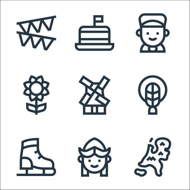 荷兰线图标线性集质量线集图片下载