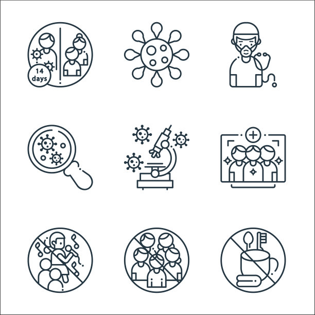 冠状病毒线图标线性集质量线图片下载