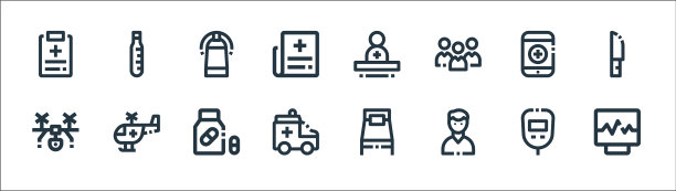 医疗包线图标线性集质量线图片下载