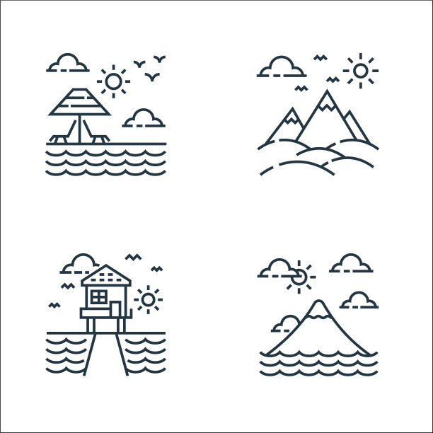 自然和景观线图标线性集合图片下载