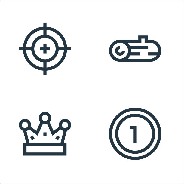 视频游戏元素线条图标线性集合的质量图片下载