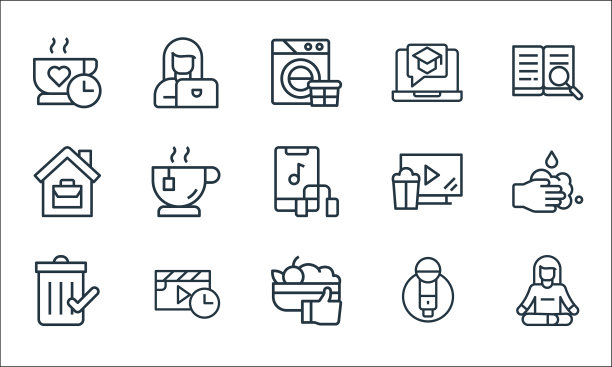 呆在家里线图标线性设置质量线图片下载