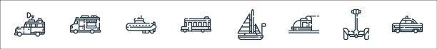 车辆运输线图标线性集质量图片下载