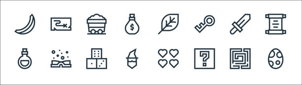游戏元素线性图标图片下载